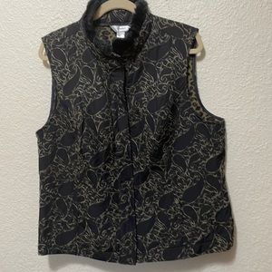 CJBanks Women’s Black And Brown Vest With Fur Trim. Very Good Condition. Size 1X
